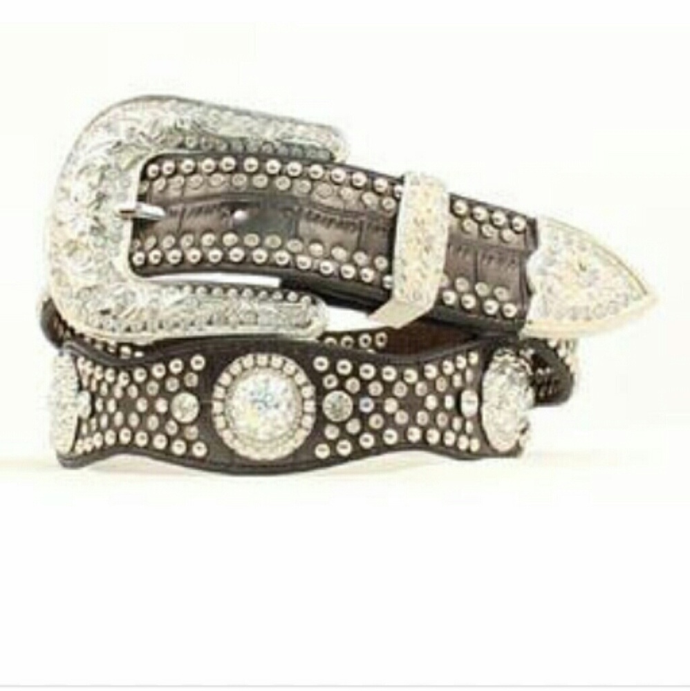 Rhinestone Leather Western Belt